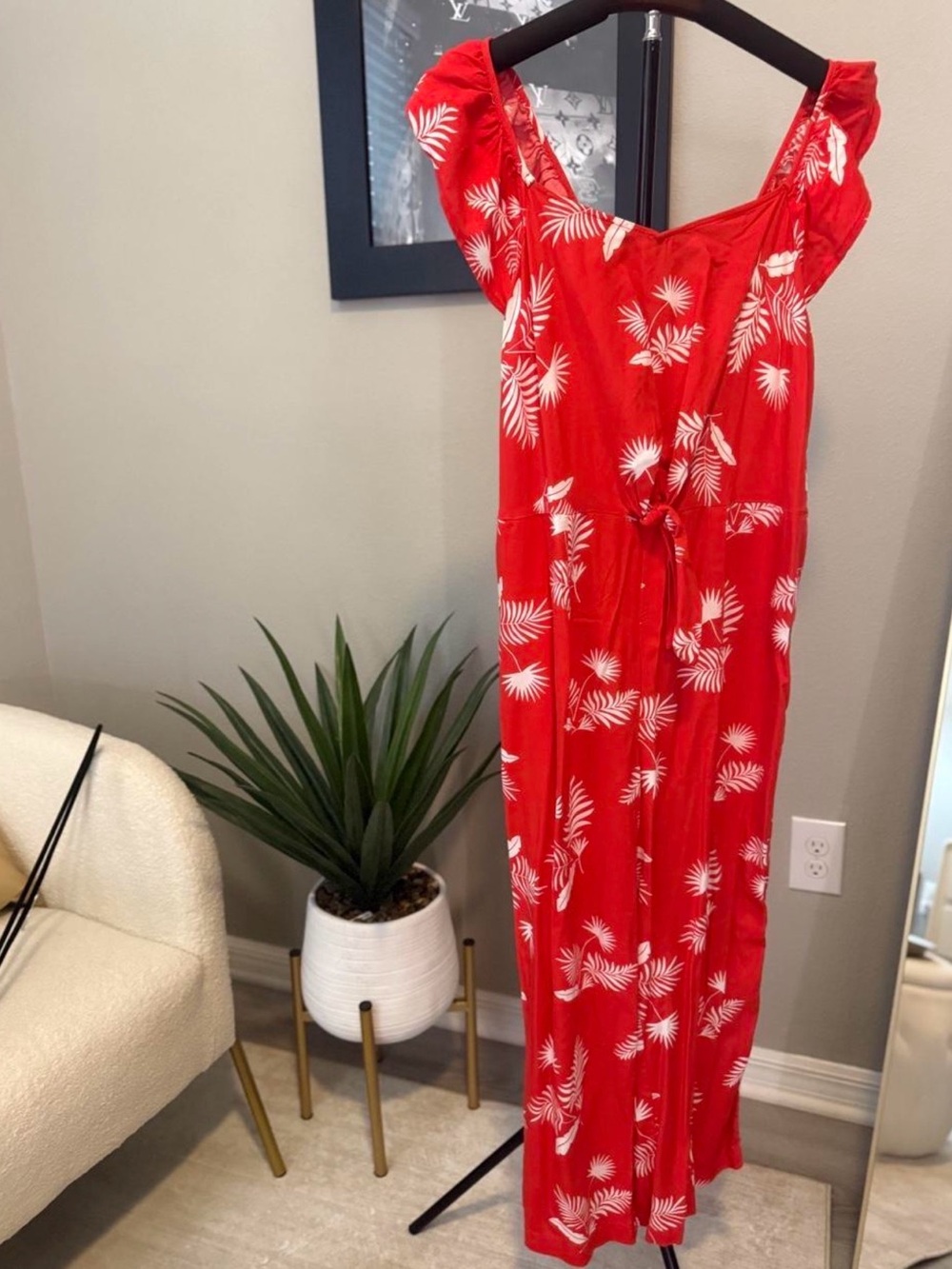 St. John's Bay Red Tropical Print Women’s One Pieve Jumpsuit